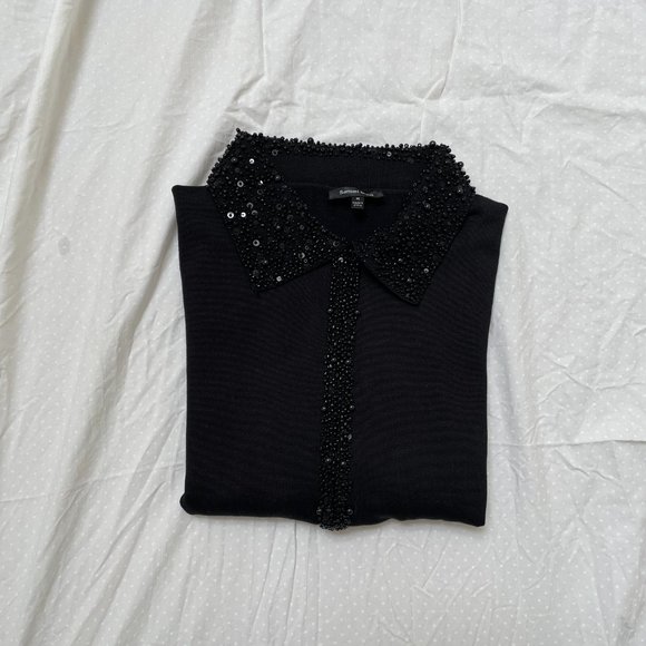 Black Silk Beaded Sweater - Picture 10 of 10